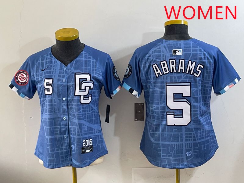 Women Washington Nationals #5 Abrams Joint Name 2025 Nike MLB Jersey style 3->women mlb jersey->Women Jersey
